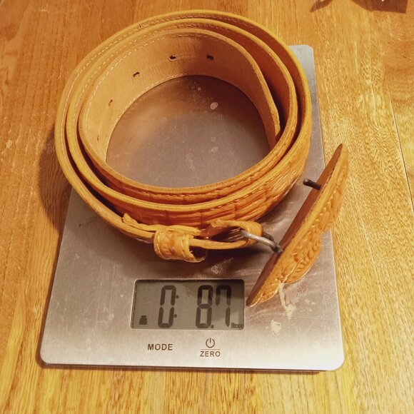 Handmade Crocodile Hornback Leather Skin Men's Belt / Buckle Mexico Sz 44 VTG. - Picture 2 of 12